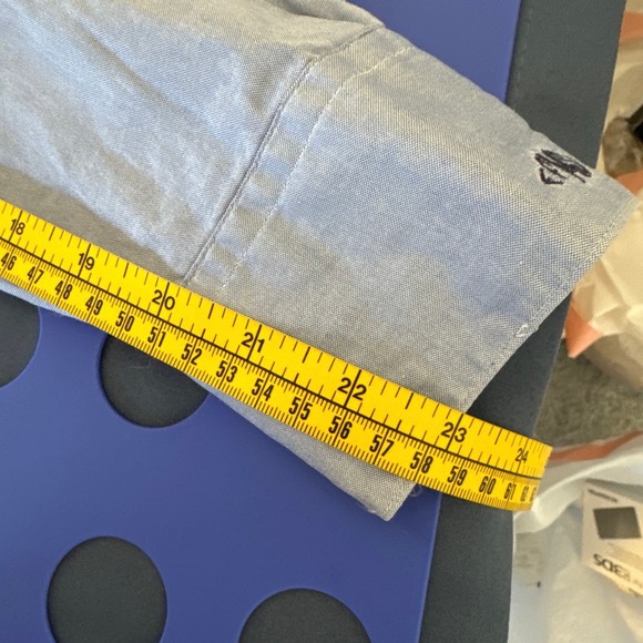 Executive Collection by Tom James Blue Pinpoint Oxford Custom‎ Shirt - Picture 7 of 8